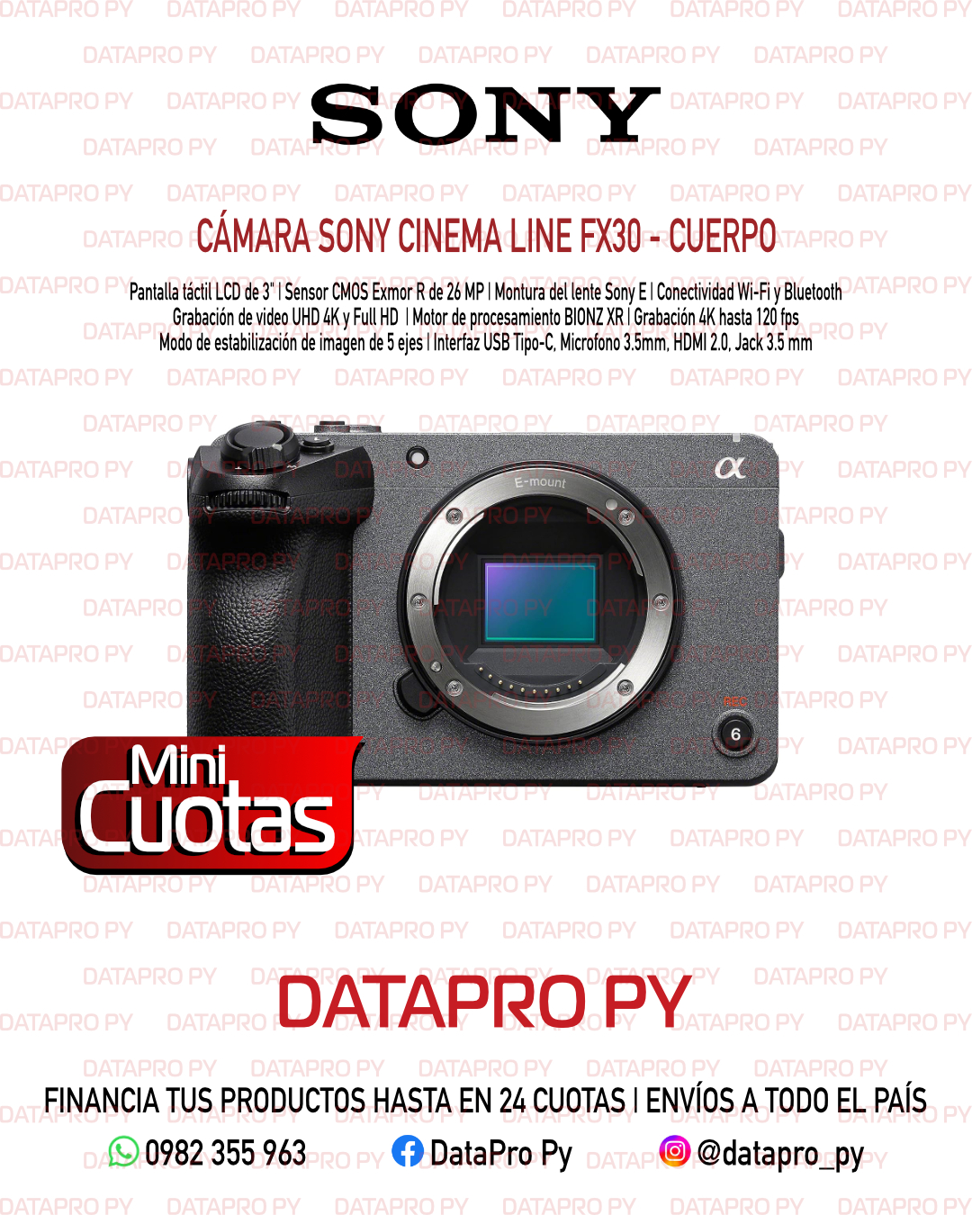 Cámara Sony Cinema Line FX30 - Cuerpo Cámara Sony Cinema Line FX30 - Cuerpo
